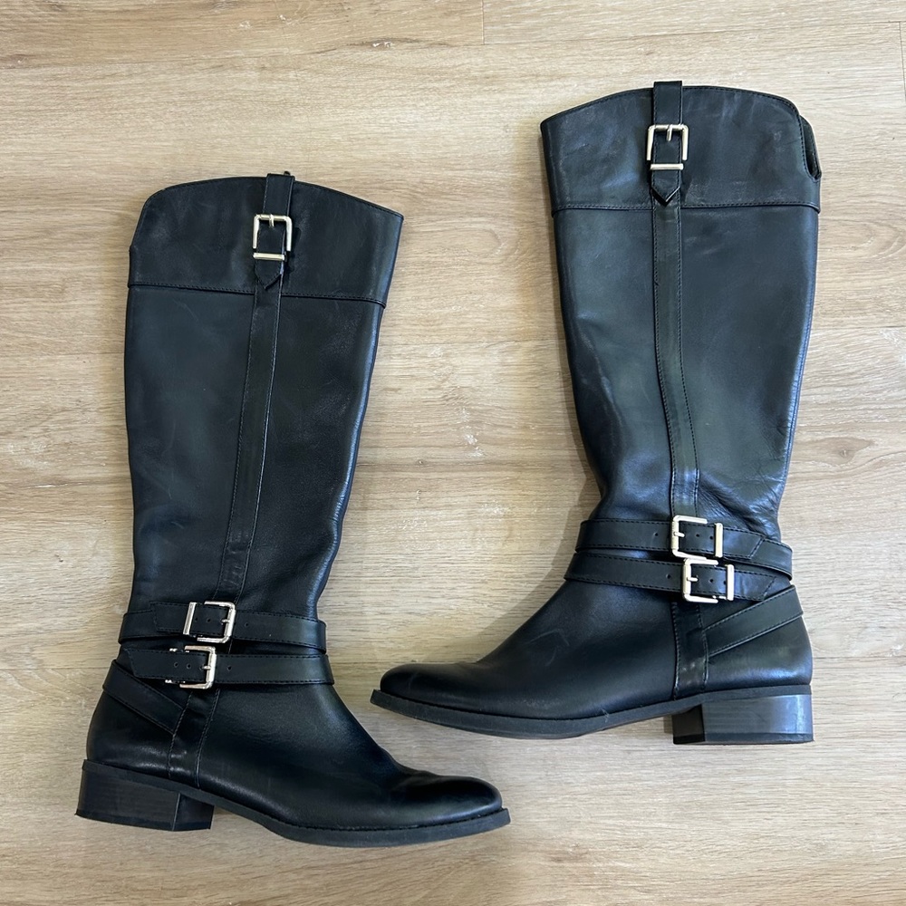NWT I.N.C. genuine leather black boots with buckles size 10M